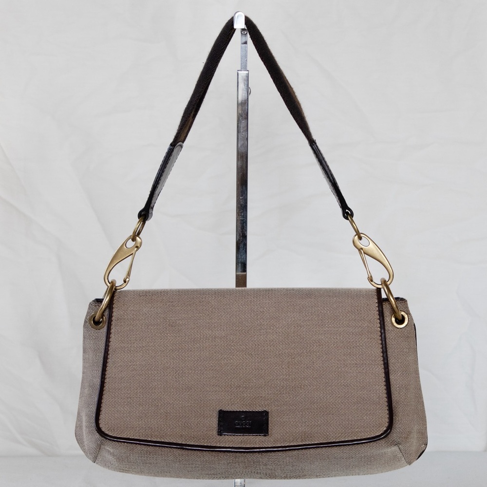 Gucci Tan Canvas Web Shoulder Bag